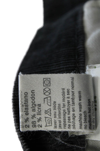 Lacoste Womens Cropped Black Pants Designer 98% Cotton Button Size 38