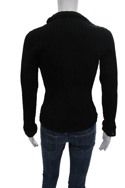 Dolce Cabo Womens Black Collared Long Sleeve Button Up Blouse Size S