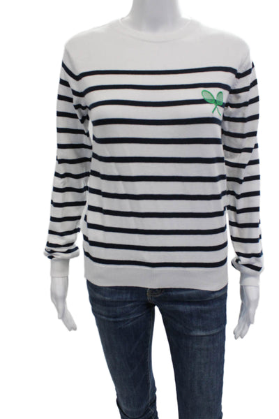 Ame and Lulu Unisex White Striped Crew Neck Pullover Long Sleeve Size XS