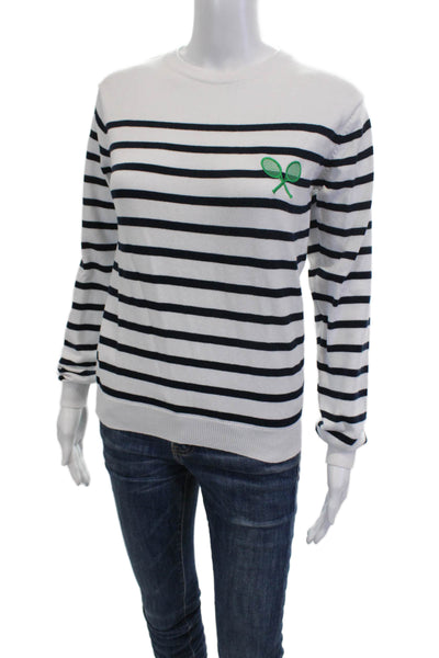 Ame and Lulu Unisex White Striped Crew Neck Pullover Long Sleeve Size XS