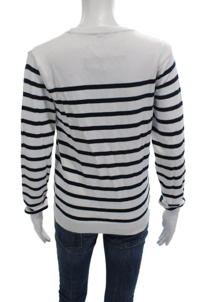 Ame and Lulu Unisex White Striped Crew Neck Pullover Long Sleeve Size XS