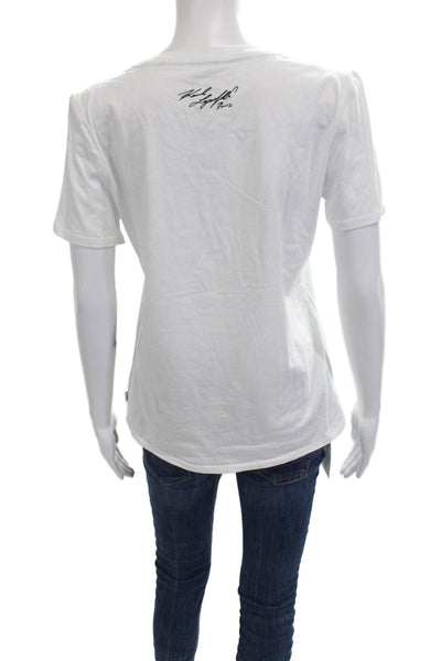 Karl Lagerfeld Women White Graphic T-Shirt Short Sleeve Size S