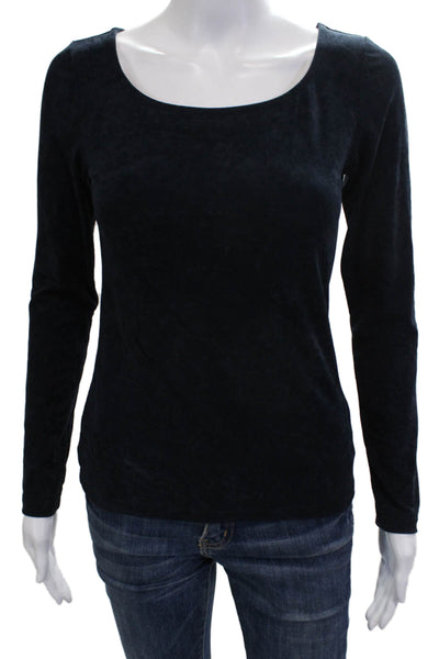 James Perse Women Basic Dark Blue Long Sleeve T Shirt Round Neck Size 1
