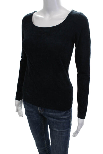 James Perse Women Basic Dark Blue Long Sleeve T Shirt Round Neck Size 1