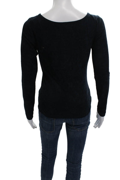 James Perse Women Basic Dark Blue Long Sleeve T Shirt Round Neck Size 1