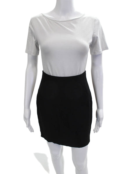 Annie Reva Women Straight Pencil Mini Skirt Black 100% Acetate Solid Size 4