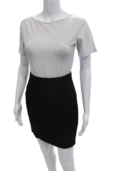 Annie Reva Women Straight Pencil Mini Skirt Black 100% Acetate Solid Size 4