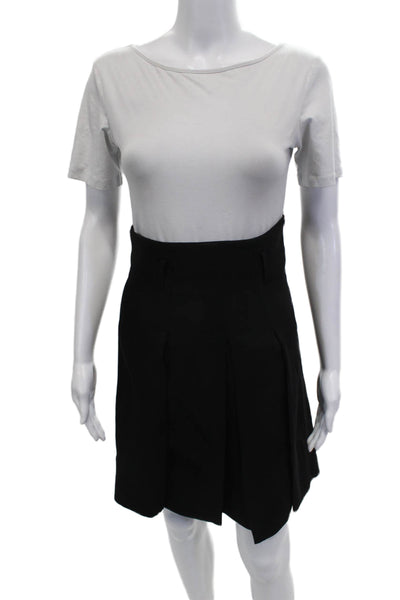 Vivian Lane Women Pleated Mini Skort Black Polyester Knee Length Size 40
