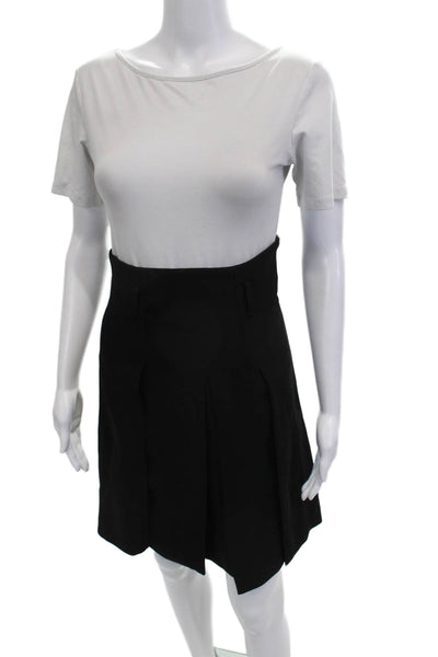 Vivian Lane Women Pleated Mini Skort Black Polyester Knee Length Size 40
