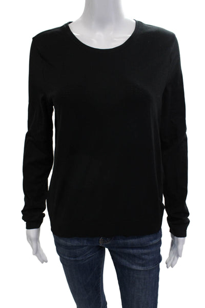 Athleta Womens Basic Long Sleeve T-Shirt Black Round Neck Size M