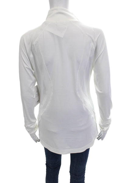 Athleta Womens Windbreaker White High Neck Zip Polyester Spandex Size M