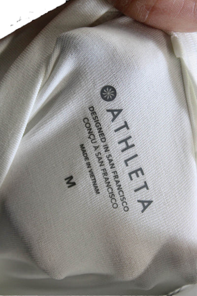 Athleta Womens Windbreaker White High Neck Zip Polyester Spandex Size M
