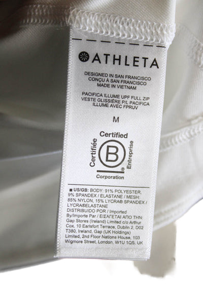 Athleta Womens Windbreaker White High Neck Zip Polyester Spandex Size M