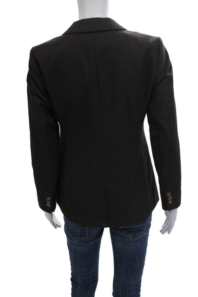 J Crew Womens Dark Gray Checked Wool Blazer Button V-Neck Size 0P