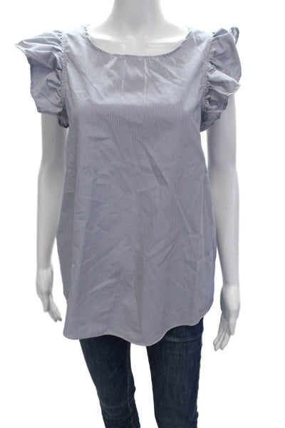 Kate McHale Jensen Women Striped Round Neck Sleeveless Blouse Blue Size M