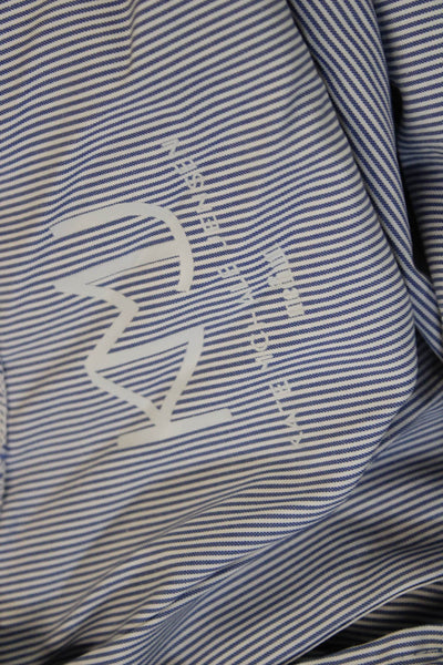 Kate McHale Jensen Women Striped Round Neck Sleeveless Blouse Blue Size M
