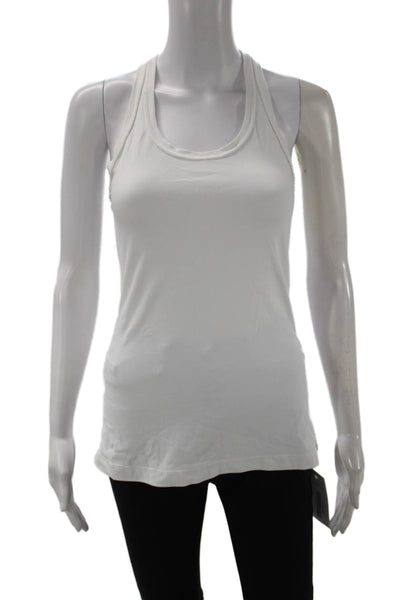 Lululemon Womens Basic Sleeveless Tank White Nylon Blend Round Neck Size 4