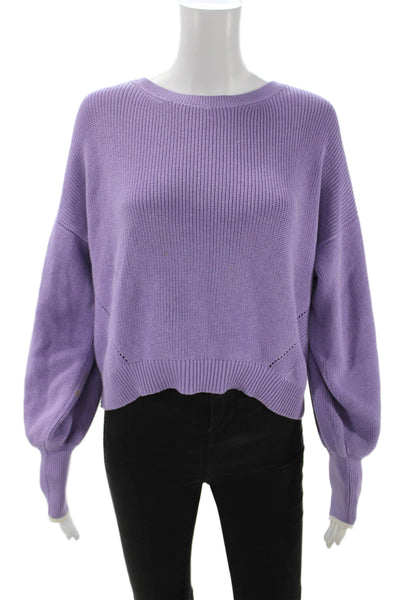 Eleven Six Women Purple Pima Cotton Pullover Crew Neck Long Sleeve Size XS