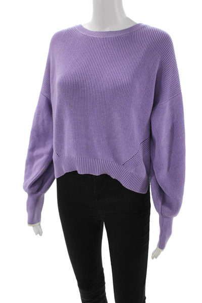 Eleven Six Women Purple Pima Cotton Pullover Crew Neck Long Sleeve Size XS