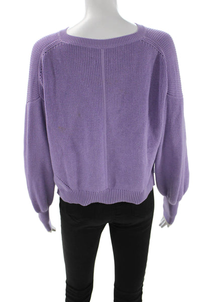 Eleven Six Women Purple Pima Cotton Pullover Crew Neck Long Sleeve Size XS