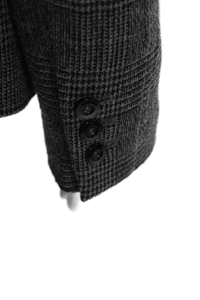 Rachel Zoe Womens Dark Gray Plaid Blazer Collared Long Sleeve Button Size 4