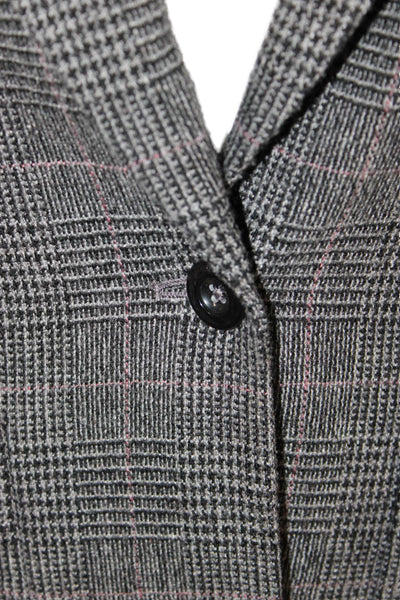 Rachel Zoe Womens Dark Gray Plaid Blazer Collared Long Sleeve Button Size 4
