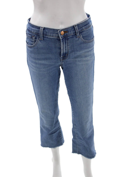 J Brand Womens Cropped Jeans Blue Mid Rise Button Inseam 26 Size 28