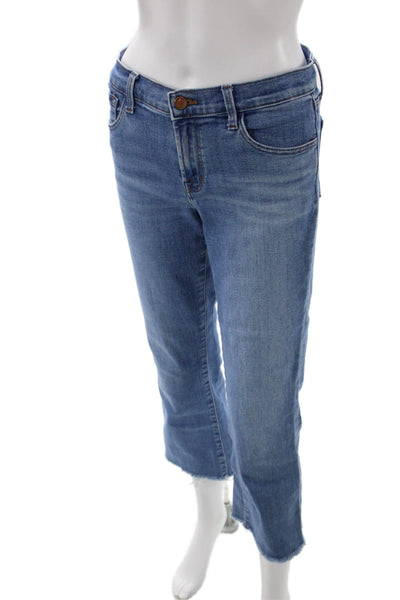 J Brand Womens Cropped Jeans Blue Mid Rise Button Inseam 26 Size 28
