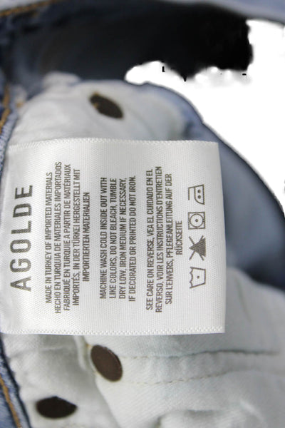 Agolde Women Ankle Cropped Jeans Blue Mid Rise Button Fly 26 Inseam Size 27