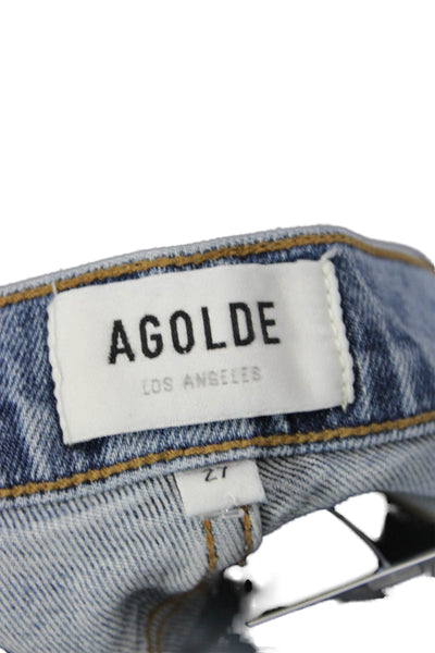 Agolde Women Ankle Cropped Jeans Blue Mid Rise Button Fly 26 Inseam Size 27