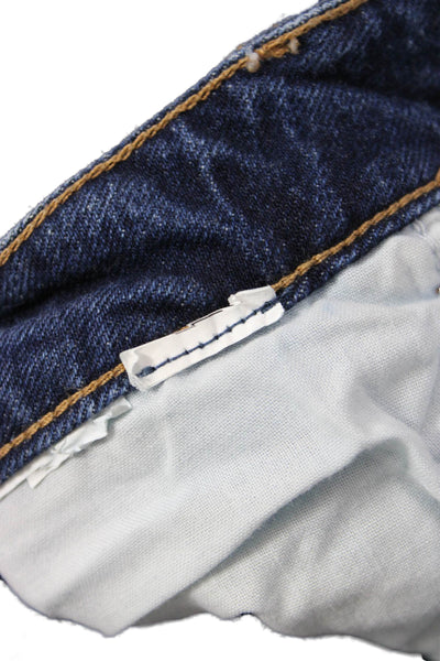 Zara Women Cropped Wide Leg Jeans Dark Blue Mid Rise Cotton Blend Size 6