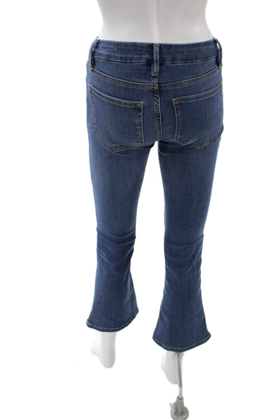 Frame Women Dark Blue Cropped Flare Jeans Mid Rise Size 24