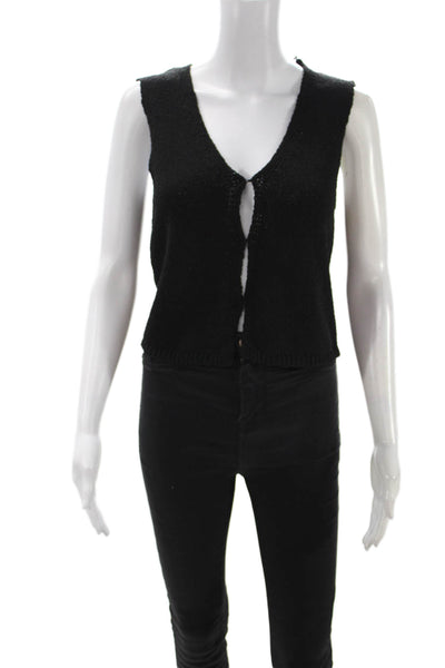 Miou Muse Women Basic Black V-Neck Sleeveless Tank Size S