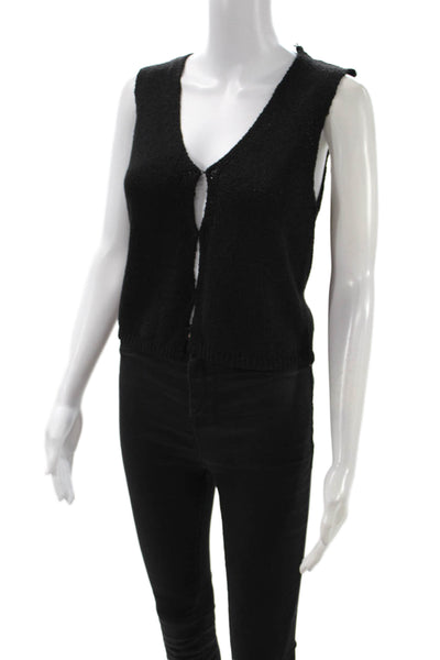 Miou Muse Women Basic Black V-Neck Sleeveless Tank Size S
