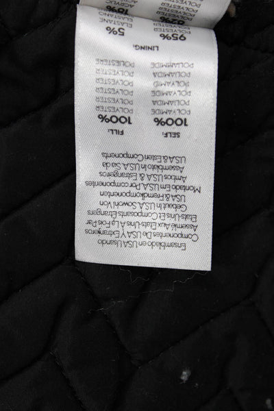 Mother Womens Quilted Bomber Jacket Black Zip Crew Neck Long Sleeve Size S