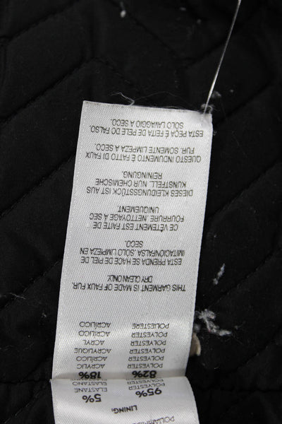 Mother Womens Quilted Bomber Jacket Black Zip Crew Neck Long Sleeve Size S