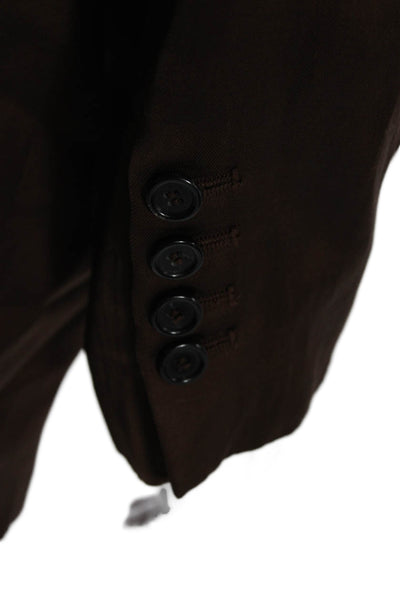 Zara Womens Brown Collared Button Viscose Blazer Long Sleeve Classic Size S