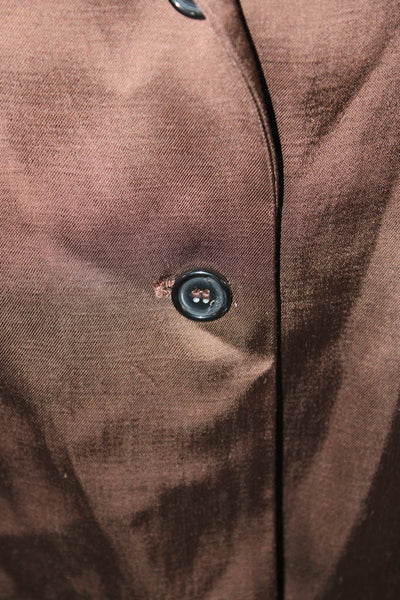 Zara Womens Brown Collared Button Viscose Blazer Long Sleeve Classic Size S