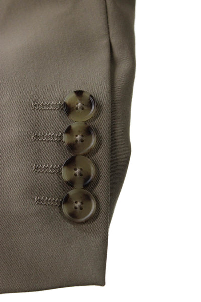 Zara Mens Beige Solid Collared Button Suit Jacket Polyester Long Sleeve Size 40