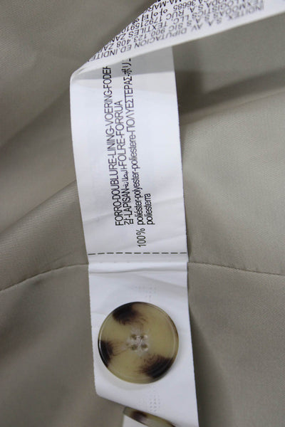 Zara Mens Beige Solid Collared Button Suit Jacket Polyester Long Sleeve Size 40