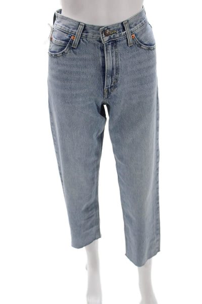 Levis Womens Cropped Ankle High Rise Light Blue Cotton Jeans Size 23