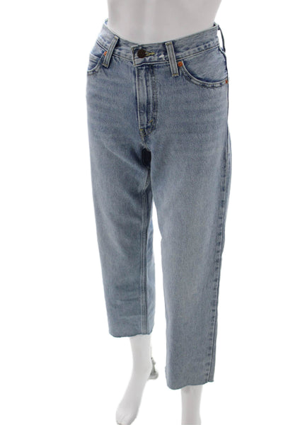 Levis Womens Cropped Ankle High Rise Light Blue Cotton Jeans Size 23