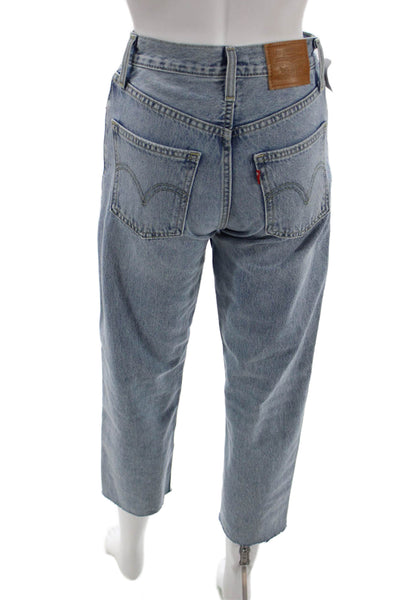 Levis Womens Cropped Ankle High Rise Light Blue Cotton Jeans Size 23