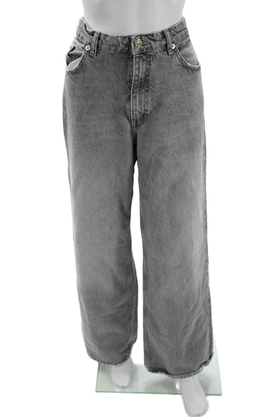 Zara Women Gray High Rise Wide Leg Jeans Size 8