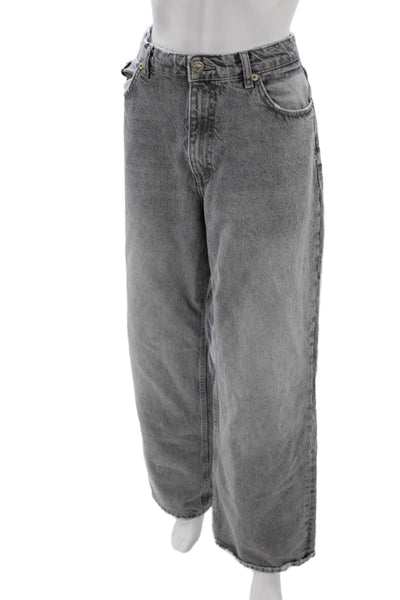 Zara Women Gray High Rise Wide Leg Jeans Size 8