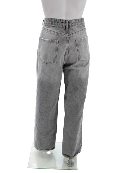 Zara Women Gray High Rise Wide Leg Jeans Size 8
