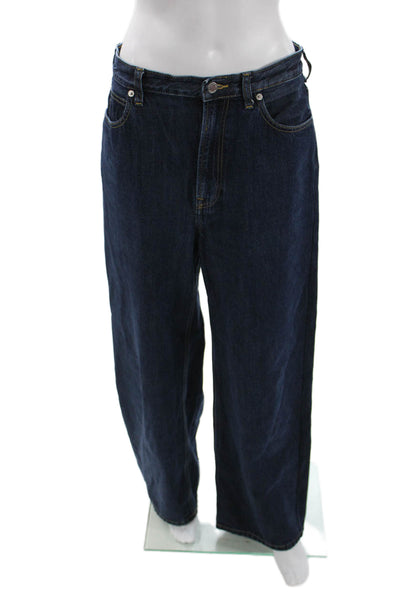 Everlane Mens Wide Leg Jeans Dark Blue High Rise 31 Inseam Size 30