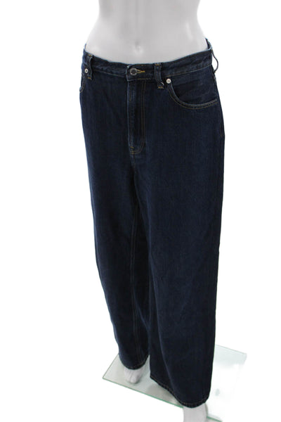 Everlane Mens Wide Leg Jeans Dark Blue High Rise 31 Inseam Size 30