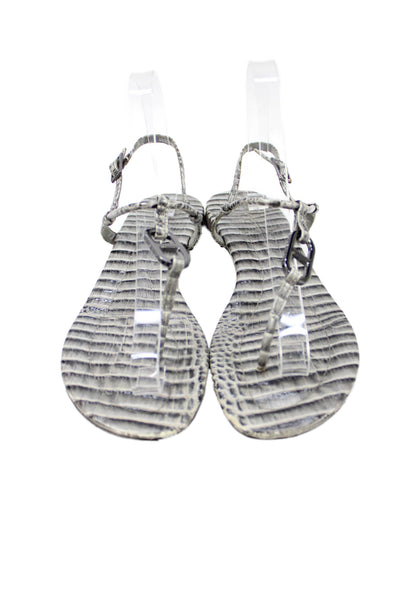 Tory Burch Womens Textured Slingback Sandals Gray Size 7