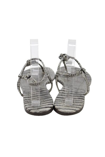 Tory Burch Womens Textured Slingback Sandals Gray Size 7